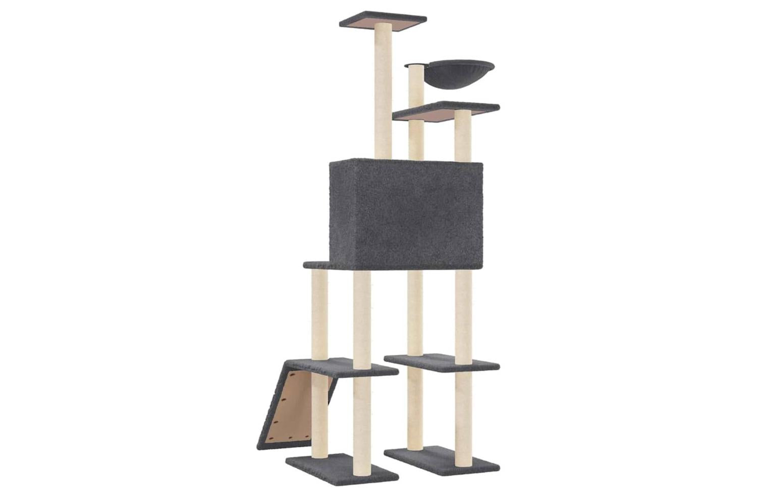 Vidaxl Cat Tree With Sisal Scratching Posts Dark Grey 166 Cm-5