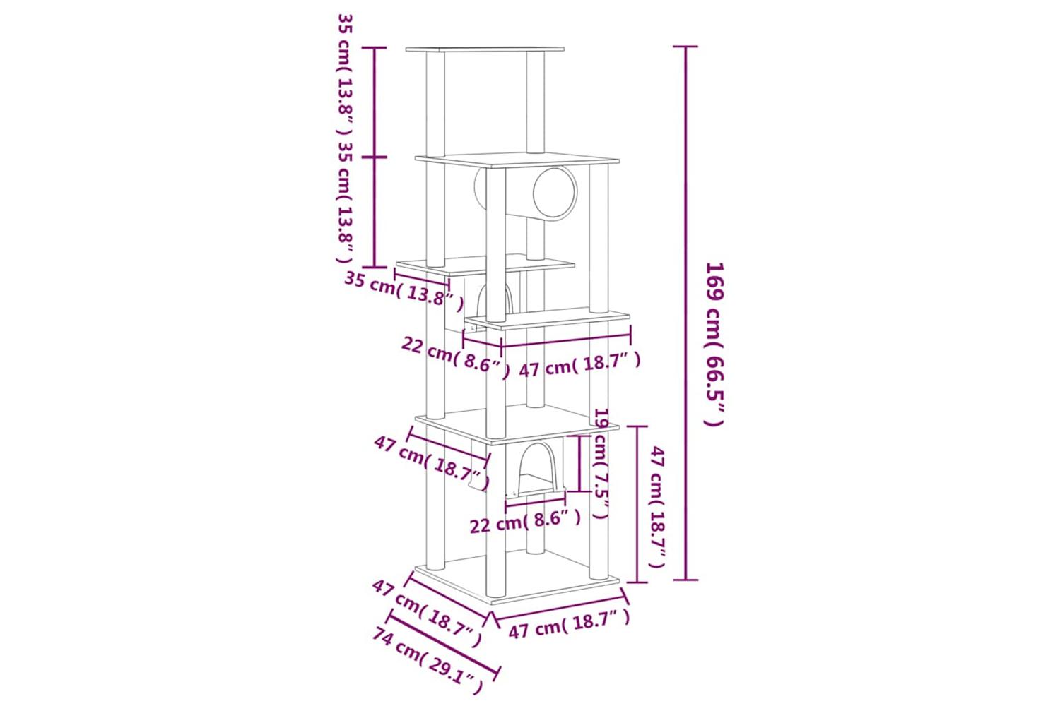 Vidaxl Cat Tree With Sisal Scratching Posts Dark Grey 169 Cm-7