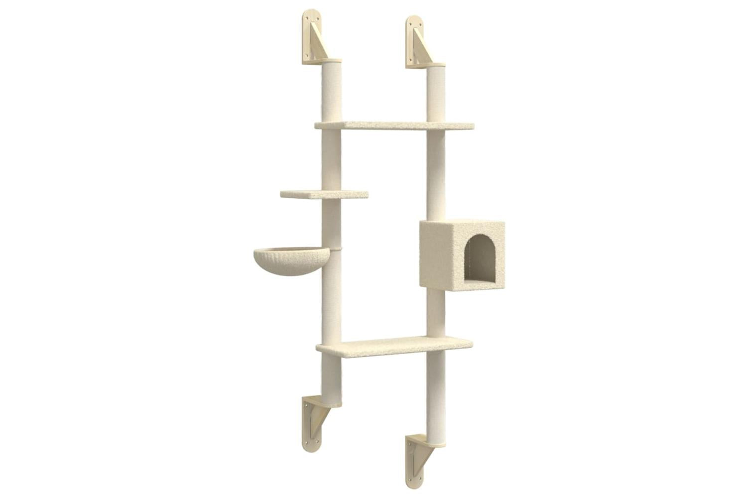 Vidaxl Wall-mounted Cat Tree With Scratching Post Cream 180 Cm-2