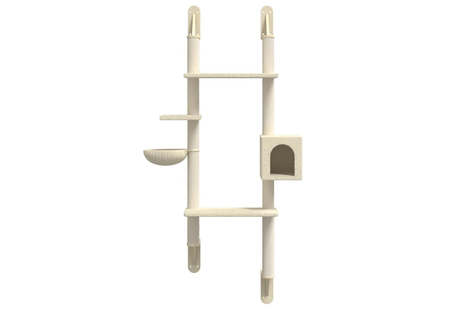 Vidaxl Wall-mounted Cat Tree With Scratching Post Cream 180 Cm-4