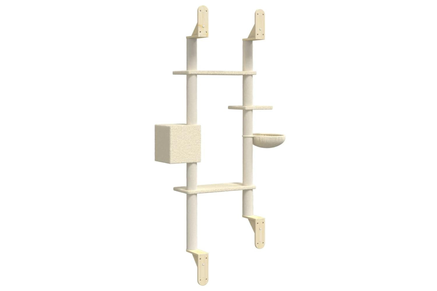 Vidaxl Wall-mounted Cat Tree With Scratching Post Cream 180 Cm-6