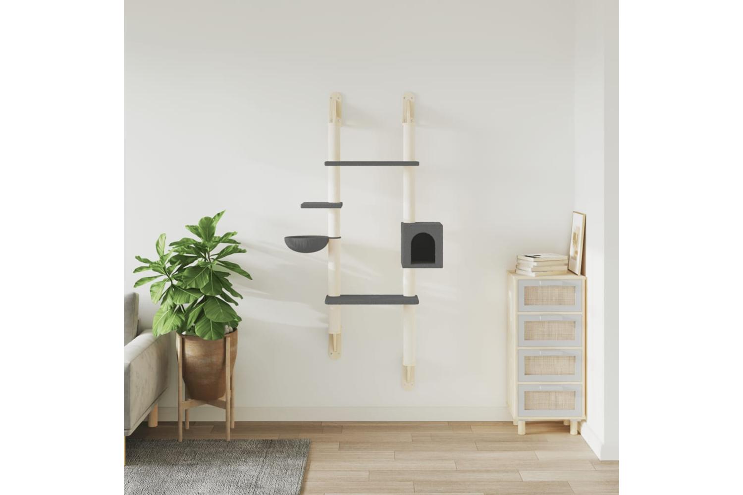 Vidaxl Wall-mounted Cat Tree With Scratching Post Dark Grey 180 Cm-3