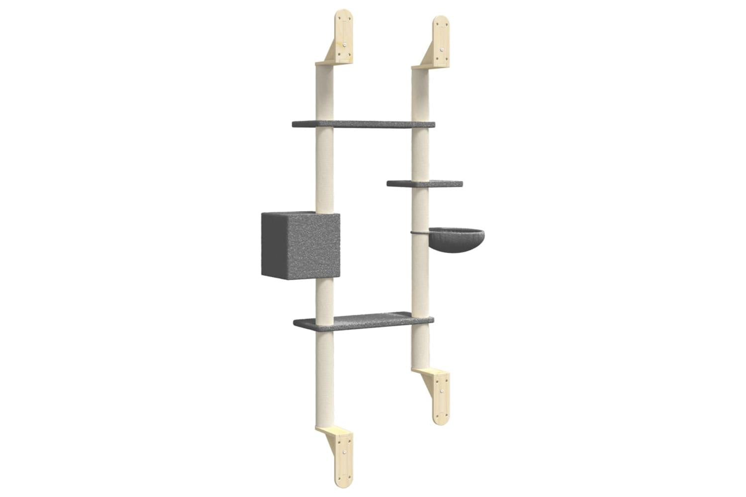Vidaxl Wall-mounted Cat Tree With Scratching Post Dark Grey 180 Cm-6