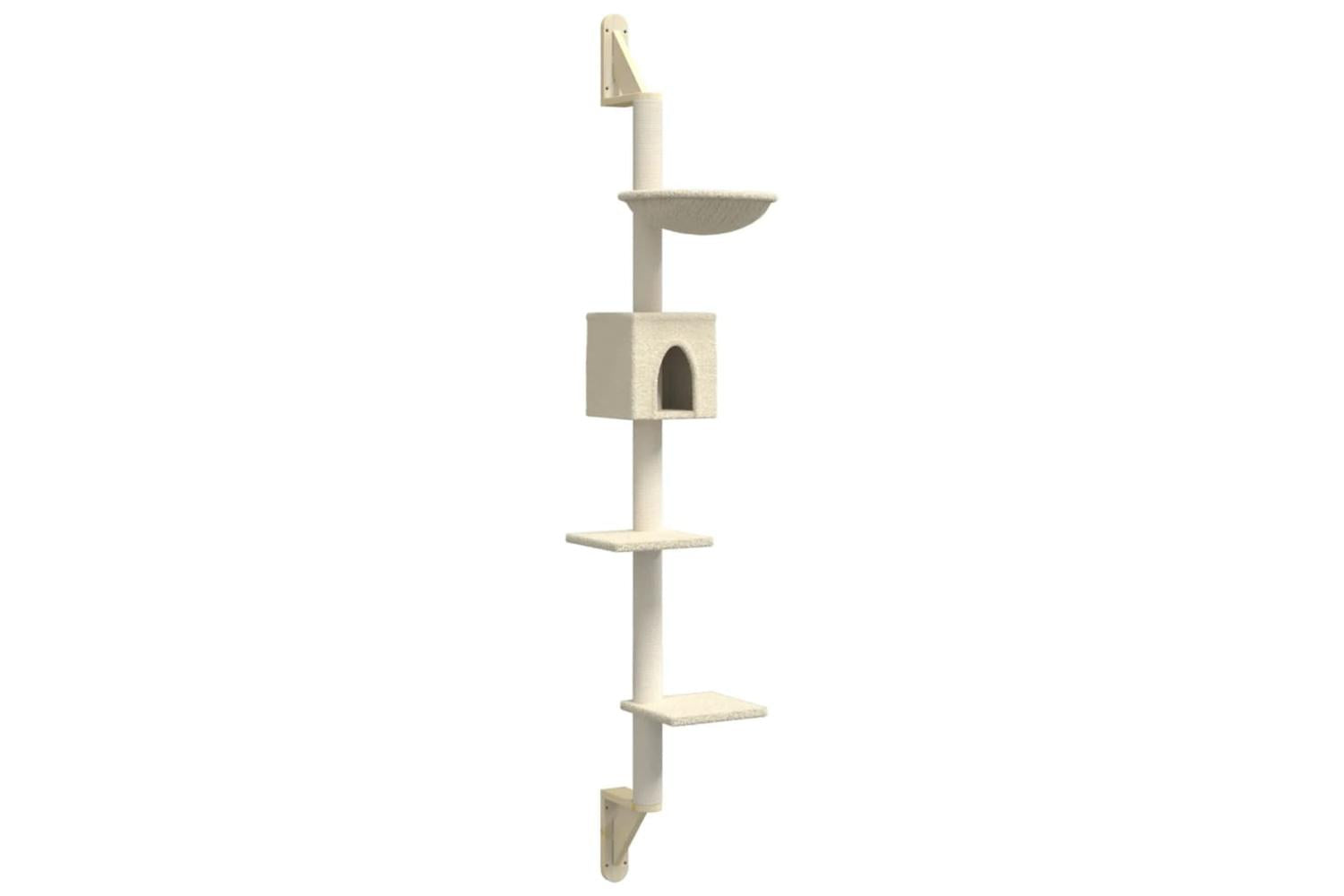 Vidaxl Wall-mounted Cat Tree With Scratching Post Cream 187 Cm-2