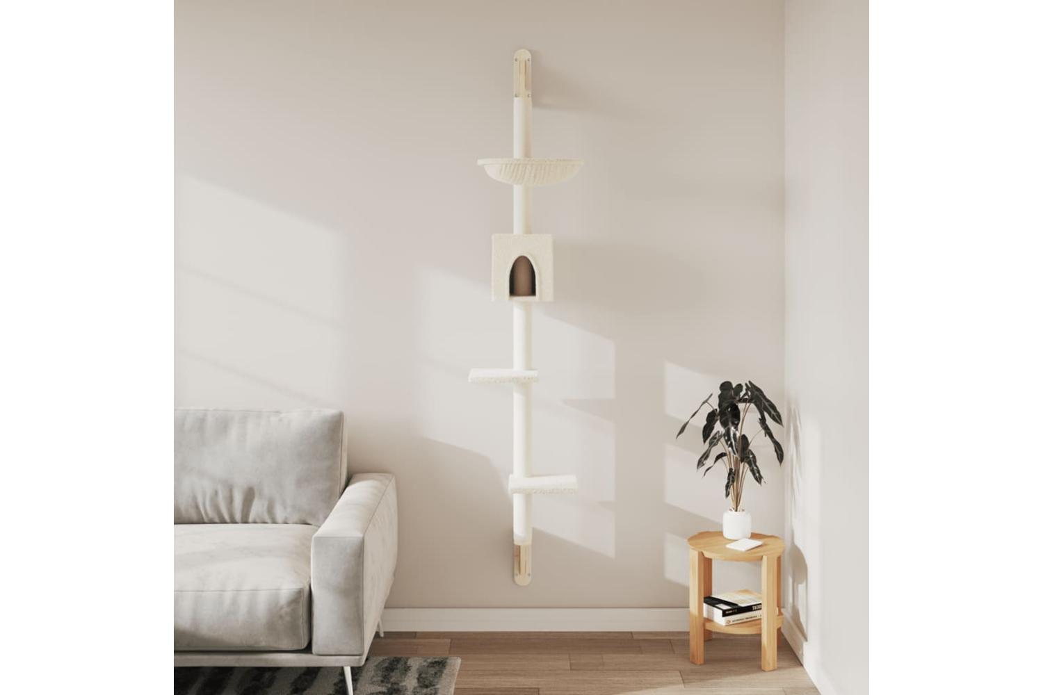 Vidaxl Wall-mounted Cat Tree With Scratching Post Cream 187 Cm-3