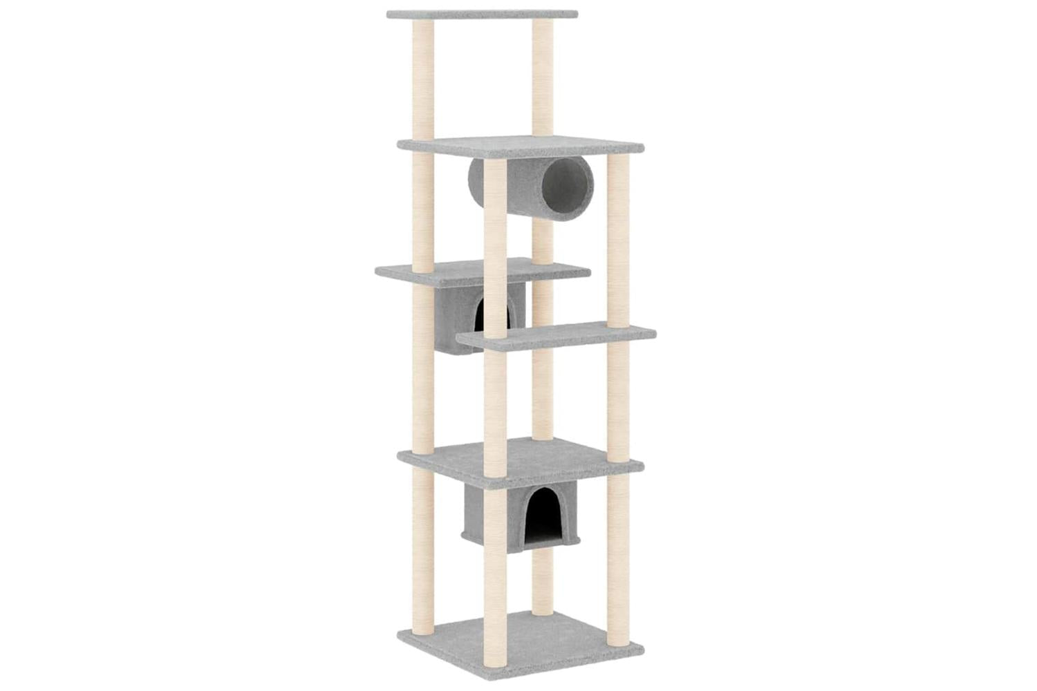 Vidaxl Cat Tree With Sisal Scratching Posts Light Grey 169 Cm