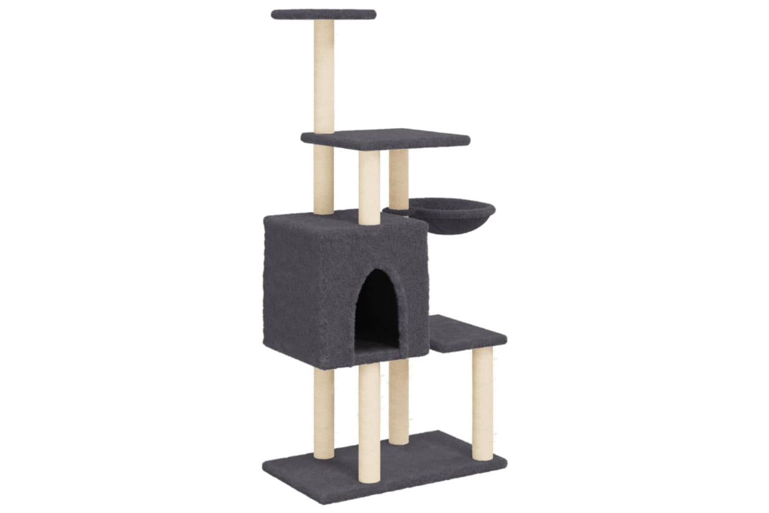 Vidaxl Cat Tree With Sisal Scratching Posts Dark Grey 131 Cm