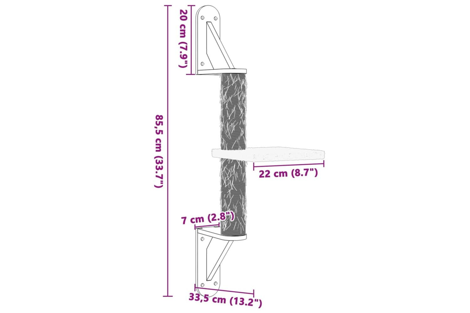 Vidaxl Wall-mounted Cat Tree With Scratching Post Dark Grey 855 Cm-7