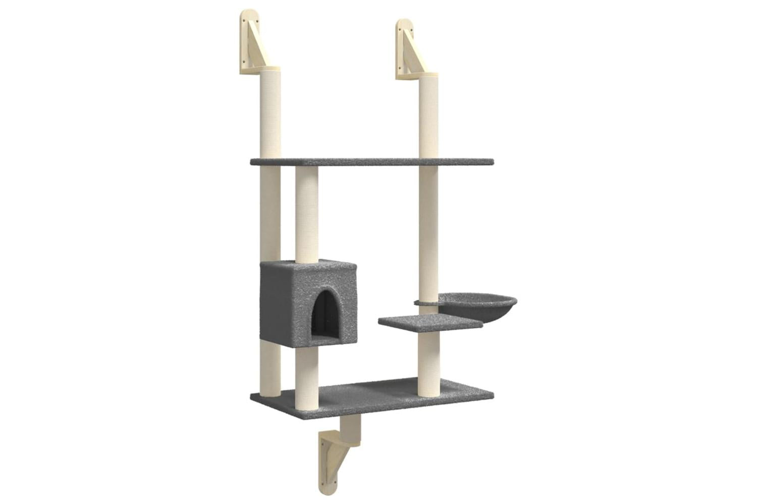 Vidaxl Wall-mounted Cat Tree With Scratching Post Dark Grey 153 Cm