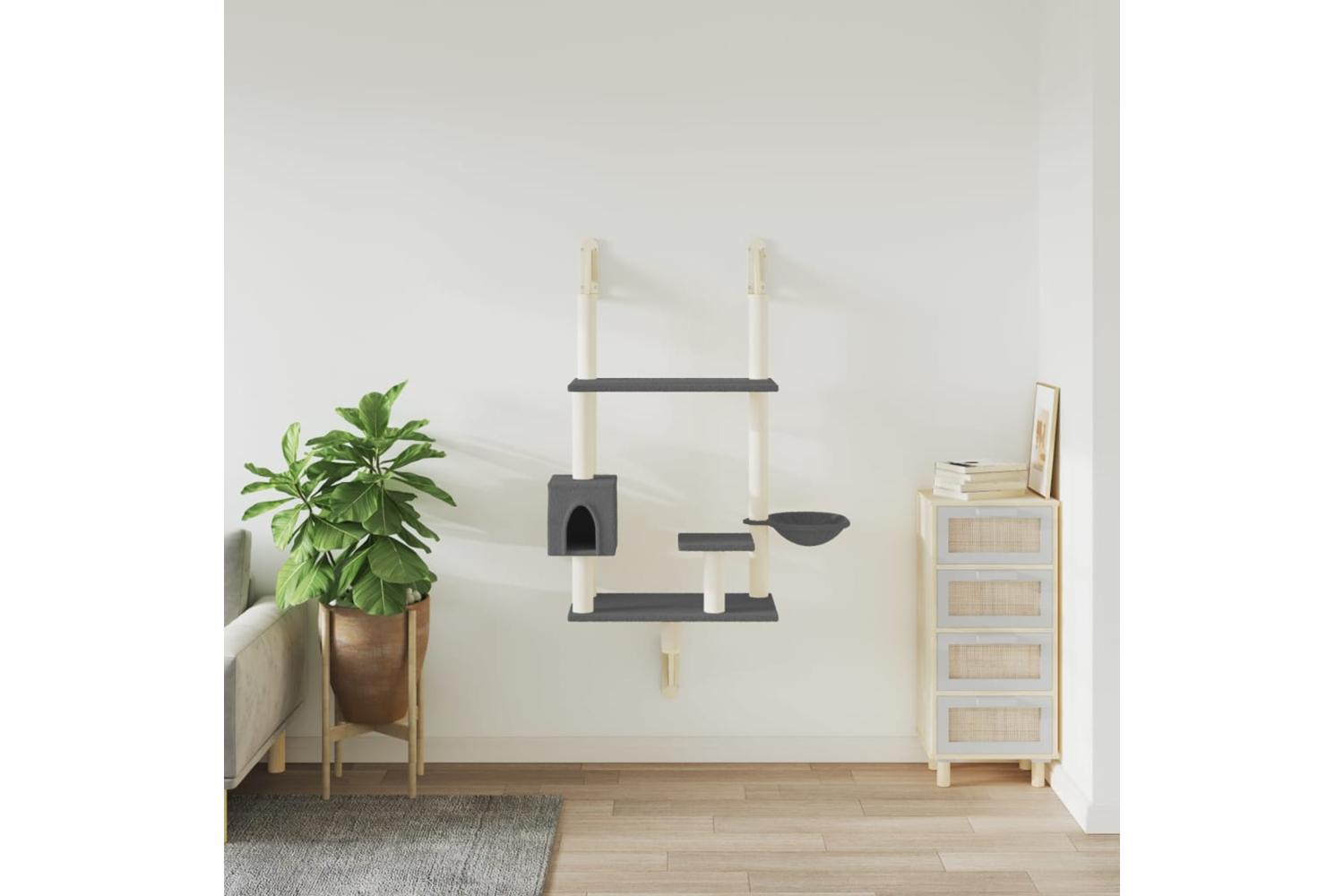 Vidaxl Wall-mounted Cat Tree With Scratching Post Dark Grey 153 Cm-3