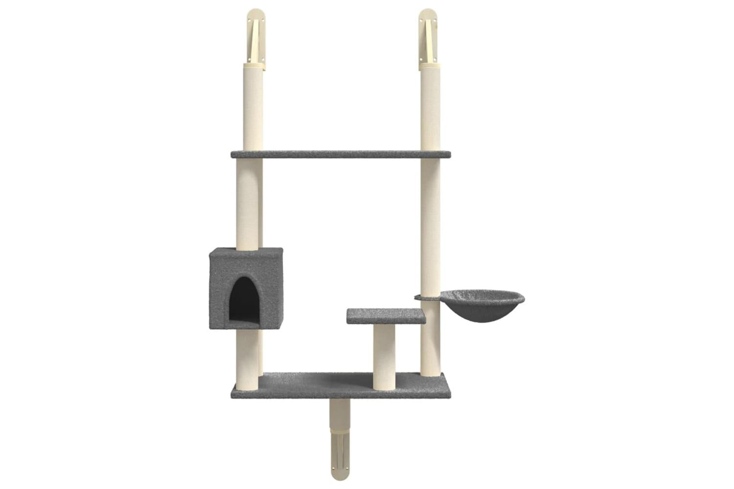 Vidaxl Wall-mounted Cat Tree With Scratching Post Dark Grey 153 Cm-4
