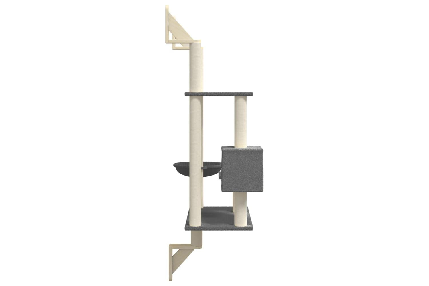 Vidaxl Wall-mounted Cat Tree With Scratching Post Dark Grey 153 Cm-5