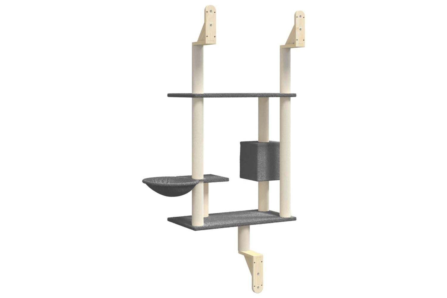 Vidaxl Wall-mounted Cat Tree With Scratching Post Dark Grey 153 Cm-6
