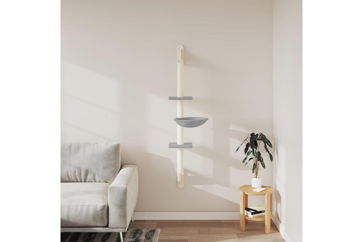 Vidaxl Wall-mounted Cat Tree With Scratching Post Light Grey 1425 Cm-3