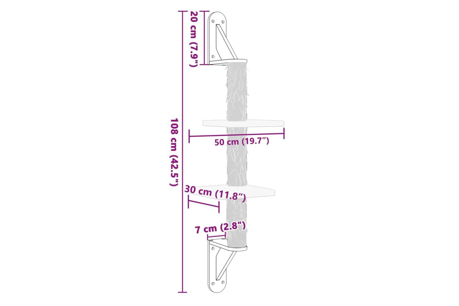 Vidaxl Wall-mounted Cat Tree With Scratching Post Dark Grey 108 Cm-7