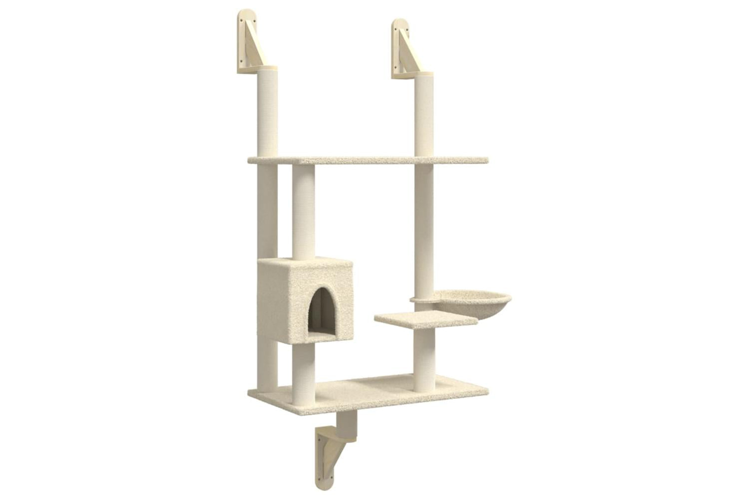 Vidaxl Wall-mounted Cat Tree With Scratching Post Cream 153 Cm