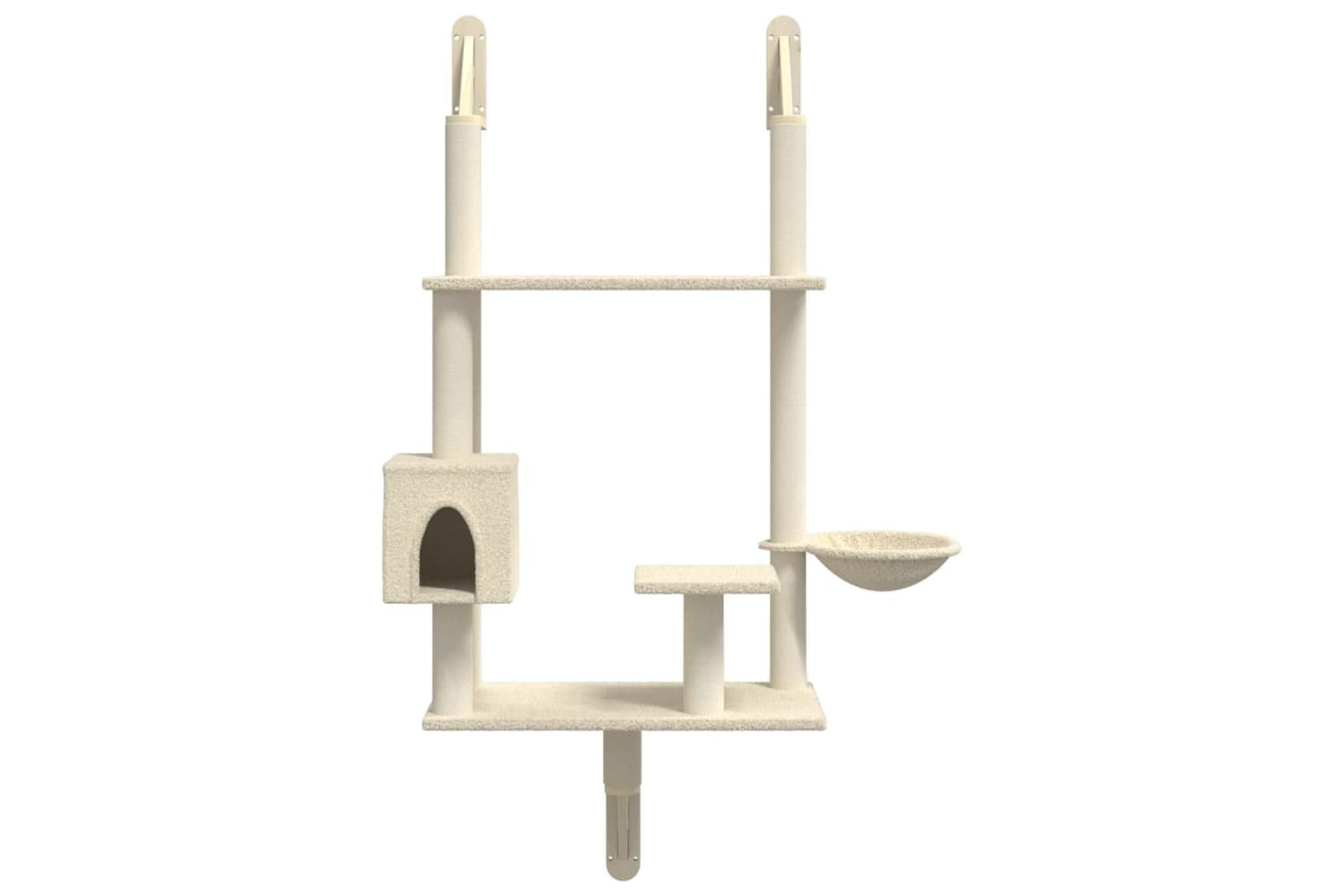 Vidaxl Wall-mounted Cat Tree With Scratching Post Cream 153 Cm-4