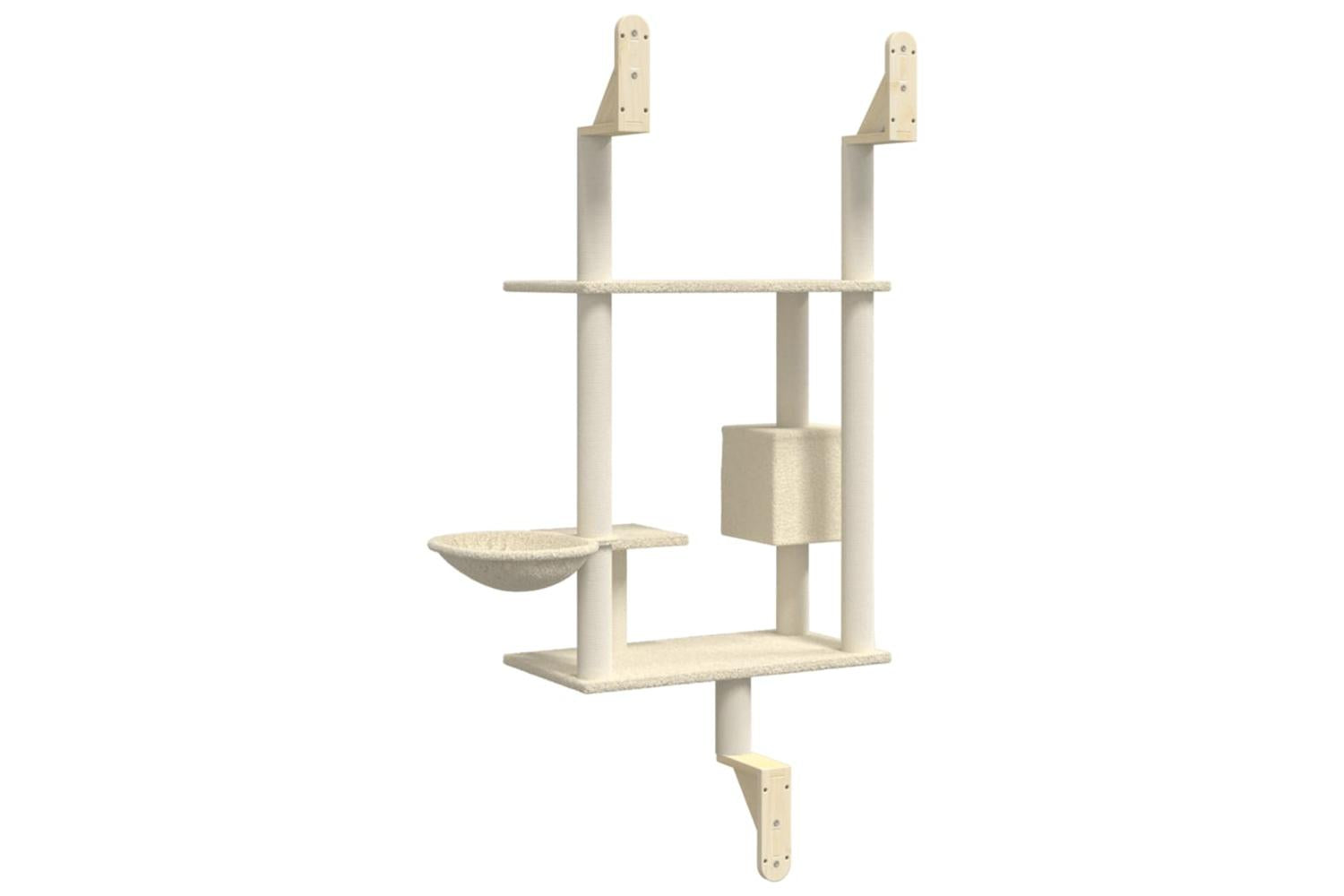 Vidaxl Wall-mounted Cat Tree With Scratching Post Cream 153 Cm-6