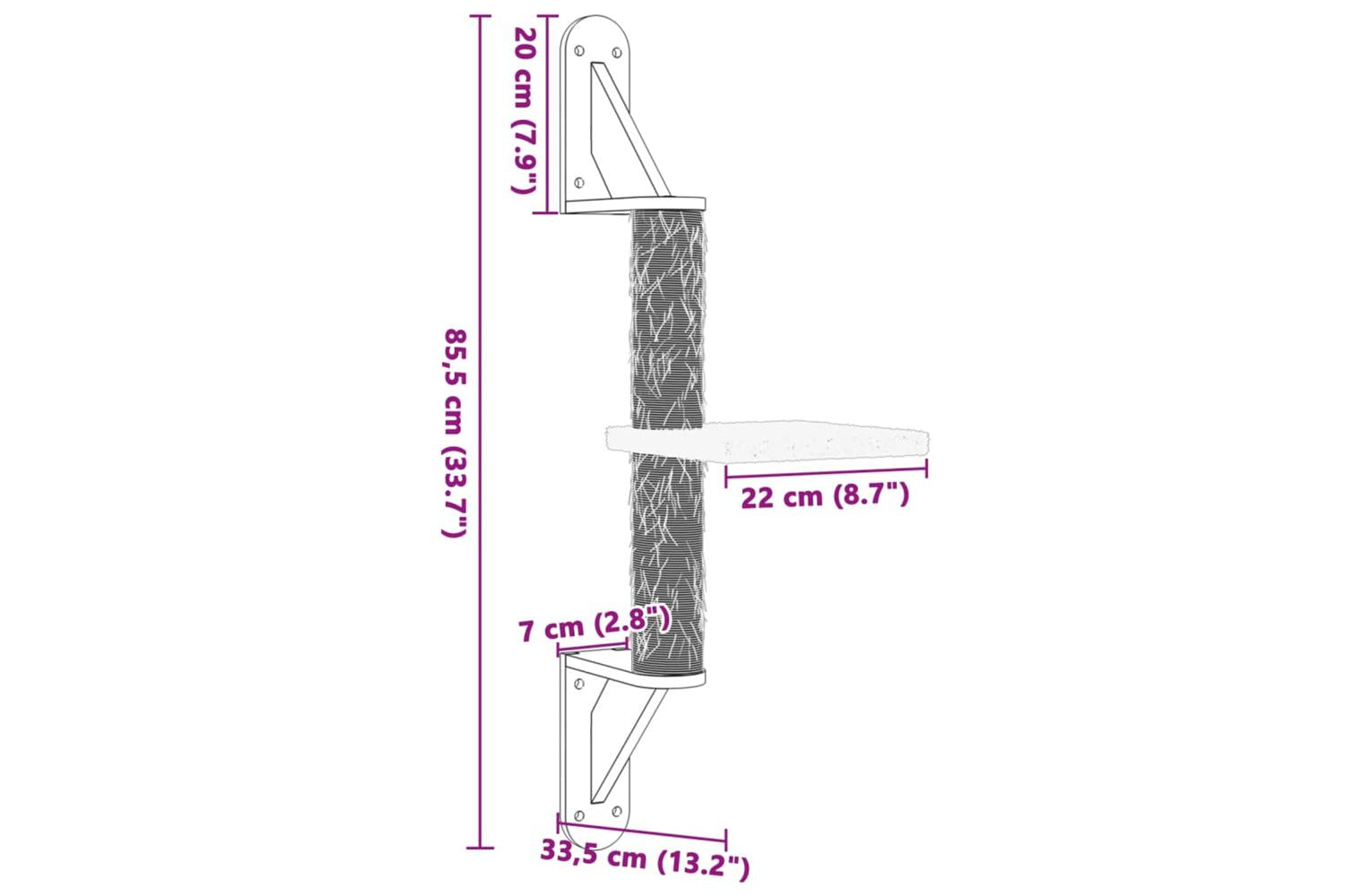 Vidaxl Wall-mounted Cat Tree With Scratching Post Cream 855 Cm-7