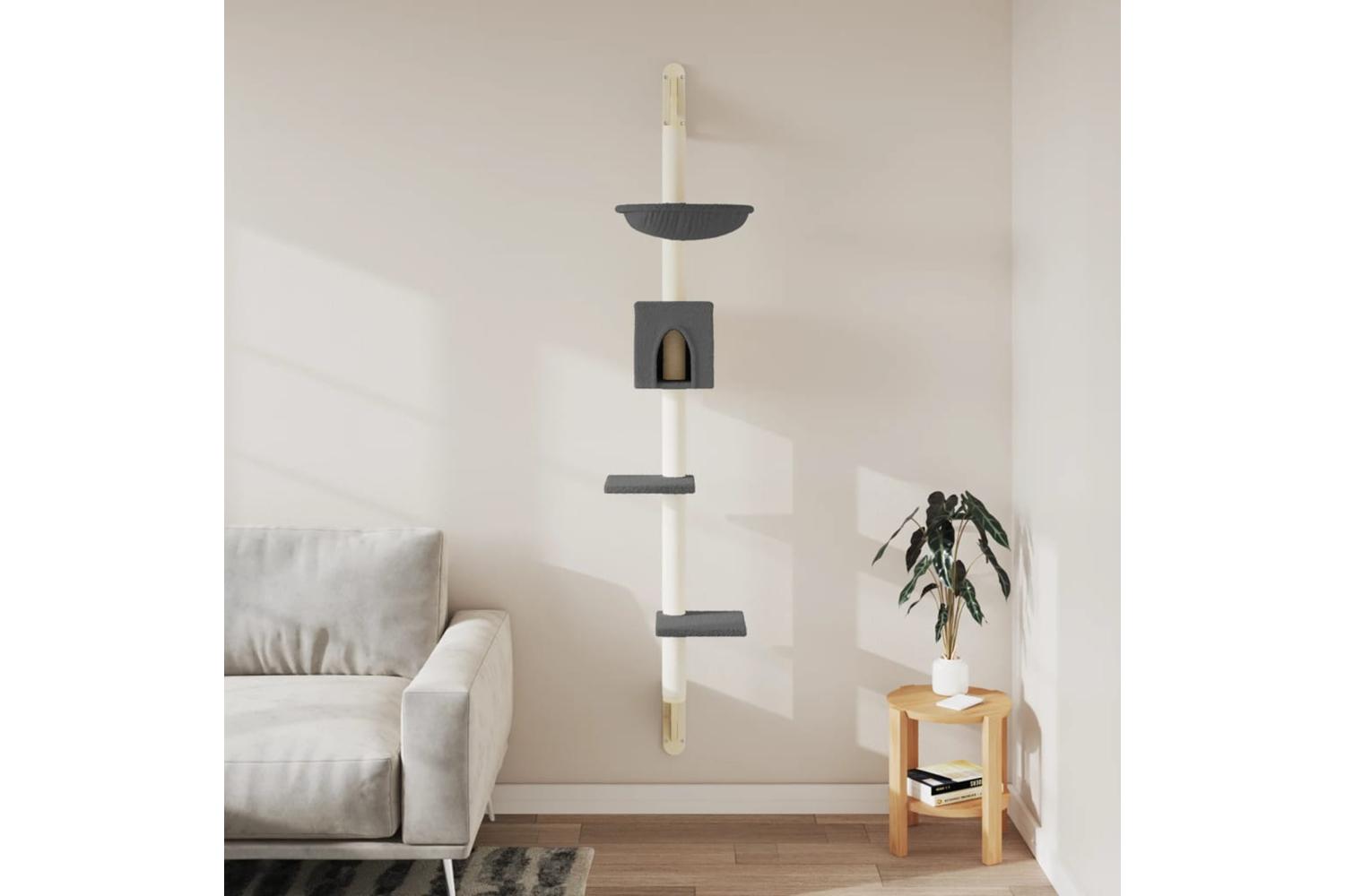 Vidaxl Wall-mounted Cat Tree With Scratching Post Dark Grey 187 Cm-3