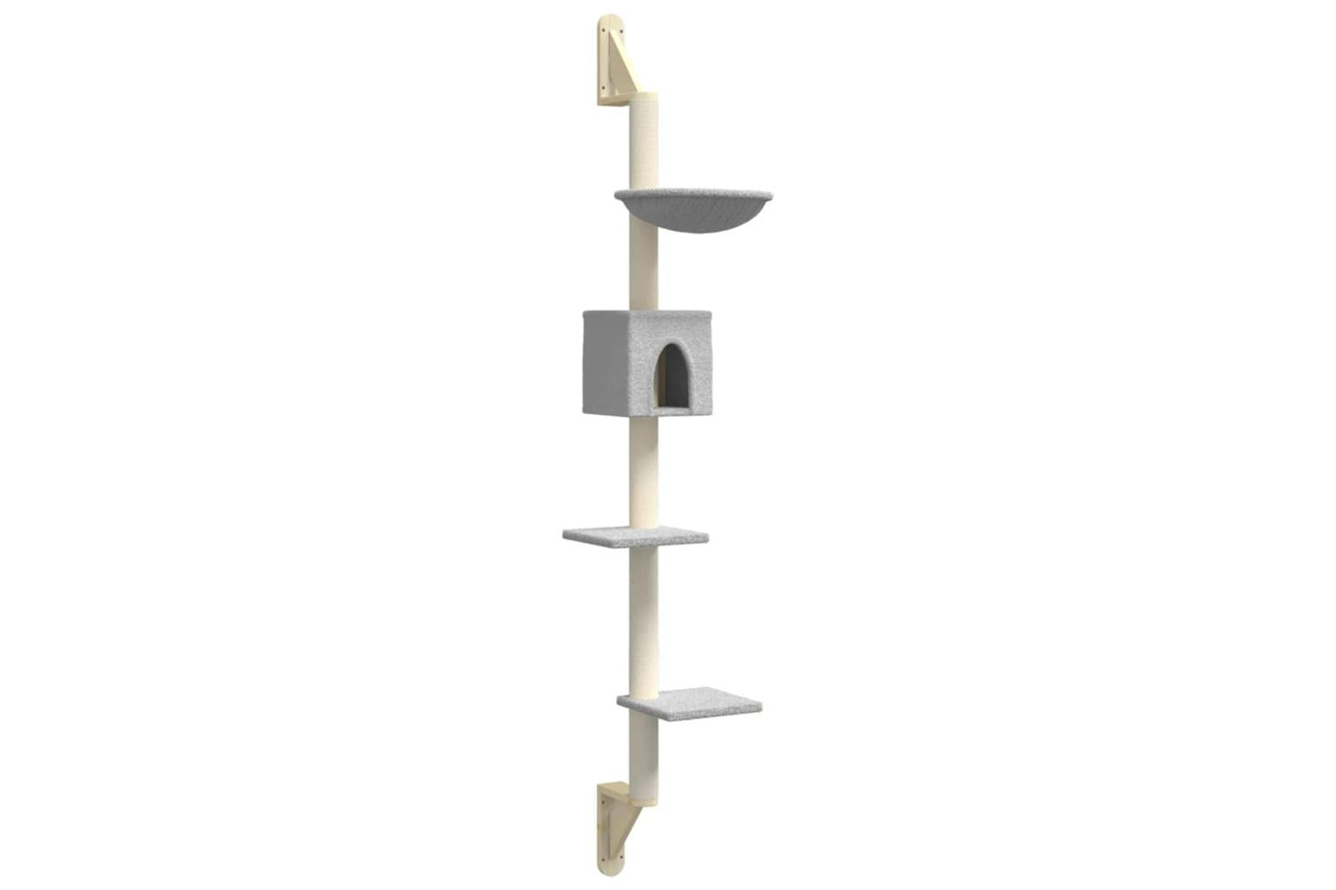 Vidaxl Wall-mounted Cat Tree With Scratching Post Light Grey 187 Cm