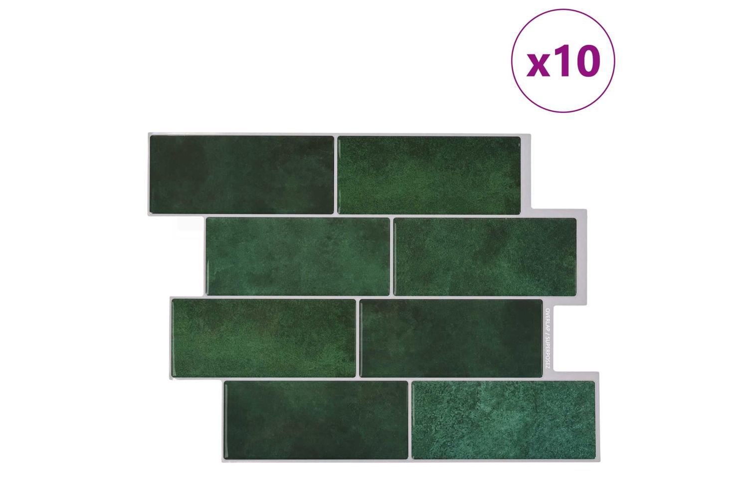 Vidaxl Decorative Stickers 10 Pcs Dark Green 29 X 21 Cm-2