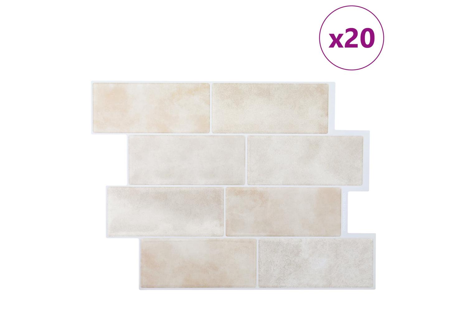 Vidaxl Decorative Stickers 20 Pcs Beige Marble 29 X 21 Cm-2