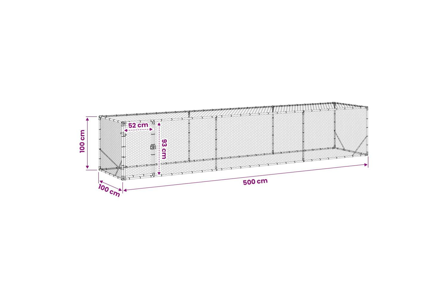 Vidaxl Chicken Yard Silver 500 X 100 X 100 Cm Galvanised Steel-8