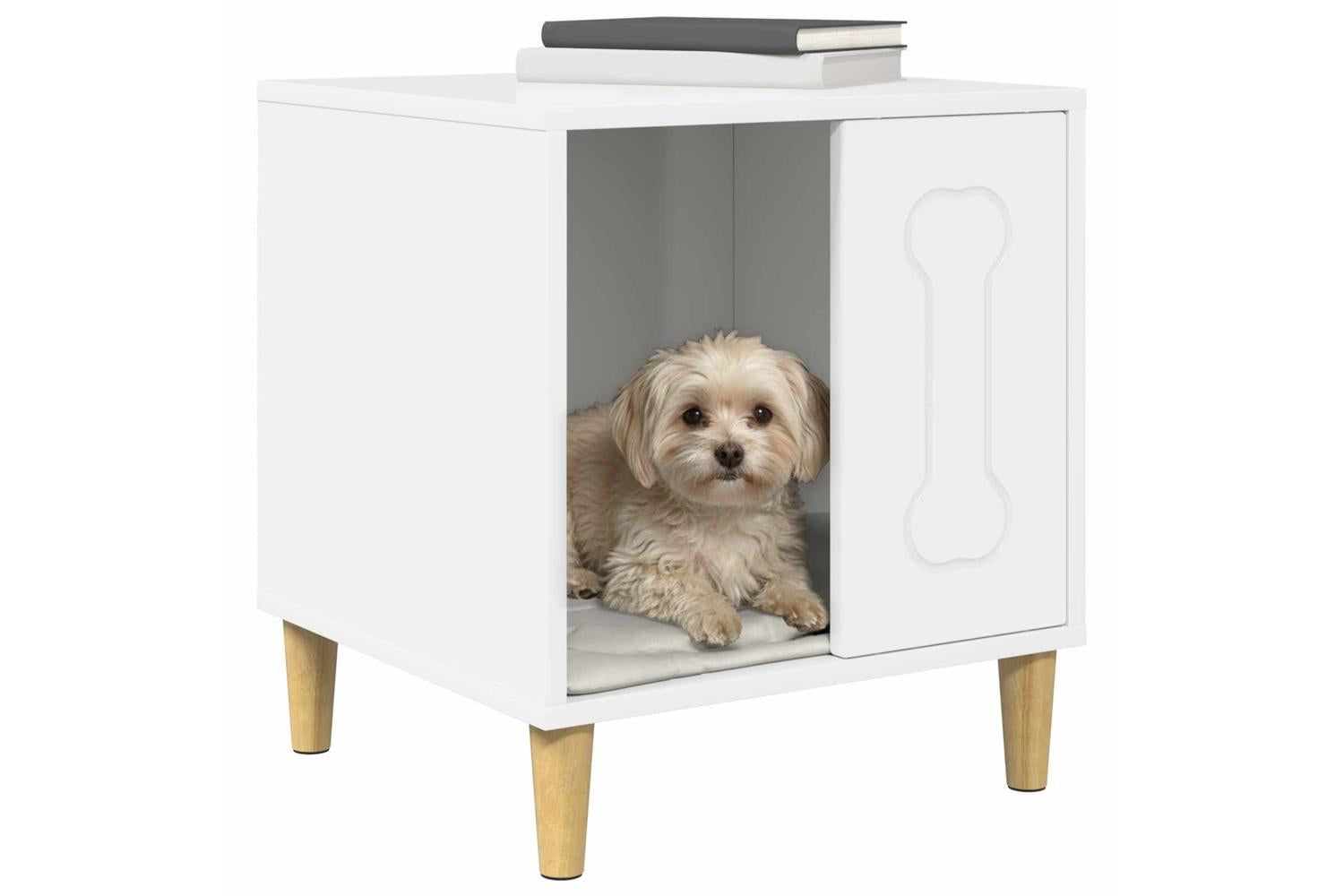Vidaxl Dog House Gloss White 44 X 42 X 49 Cm Engineered Wood-3