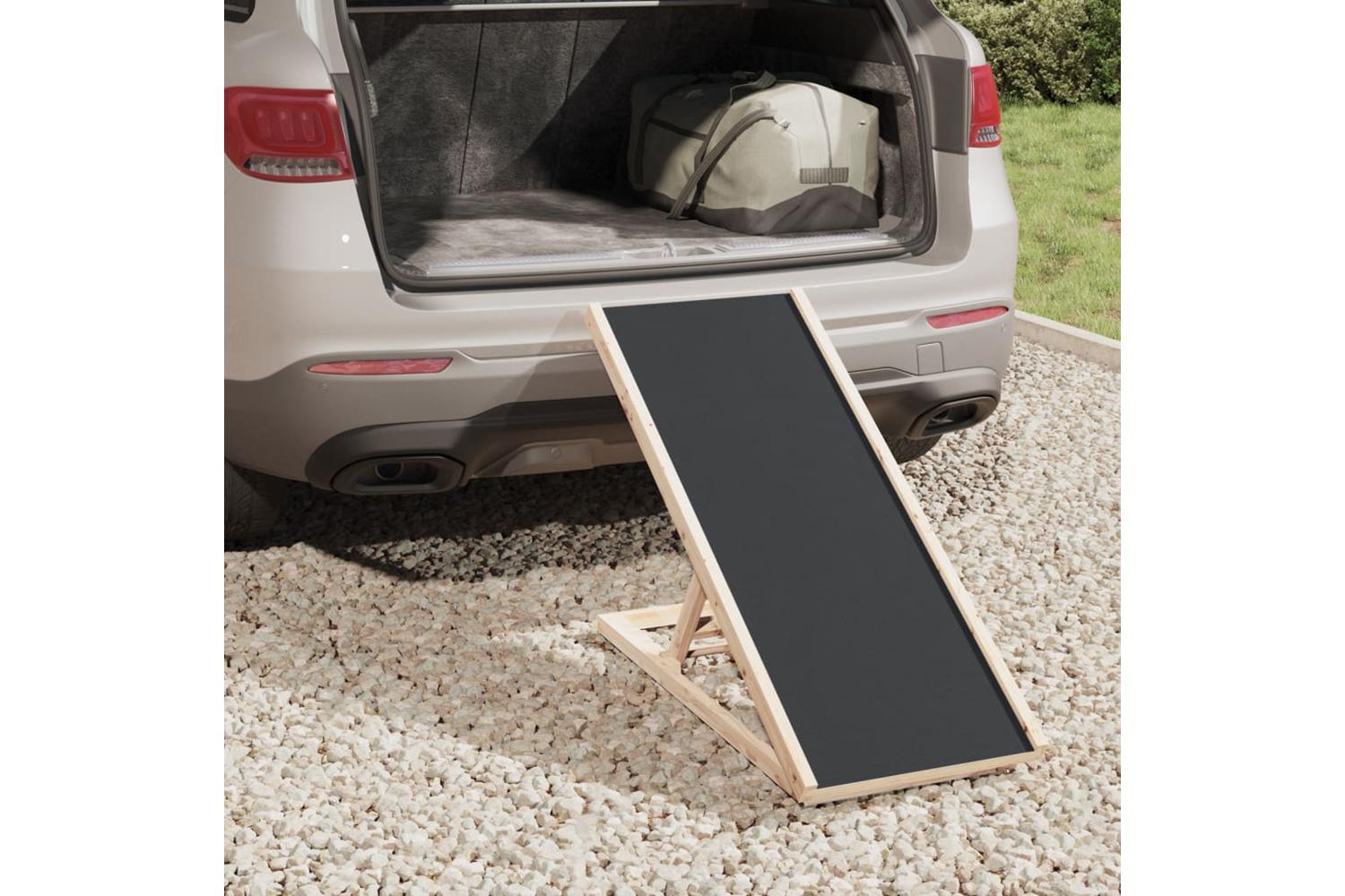 Vidaxl Dog Ramp Grey 100x40 Cm Solid Wood Fir-3