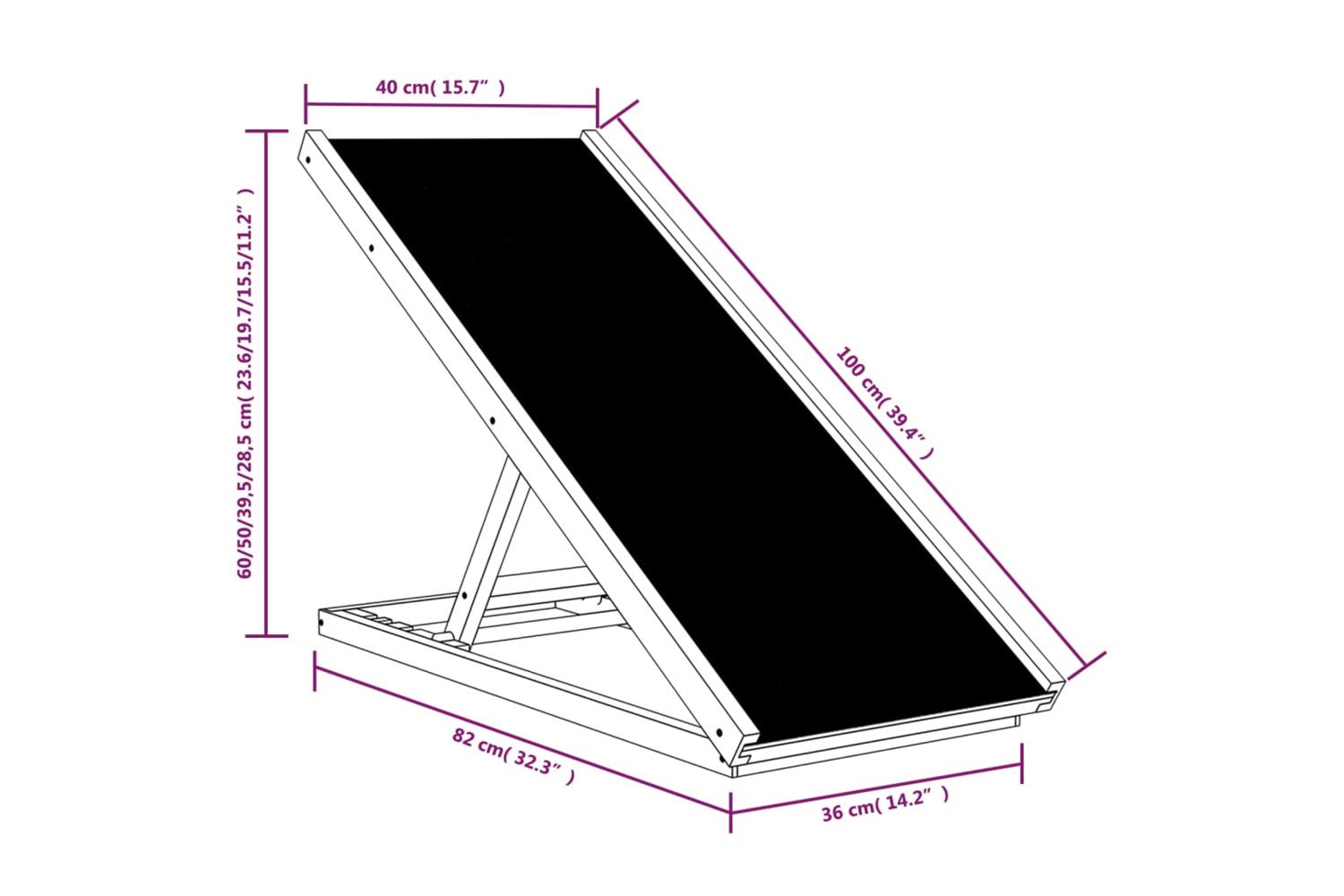 Vidaxl Dog Ramp Grey 100x40 Cm Solid Wood Fir-9