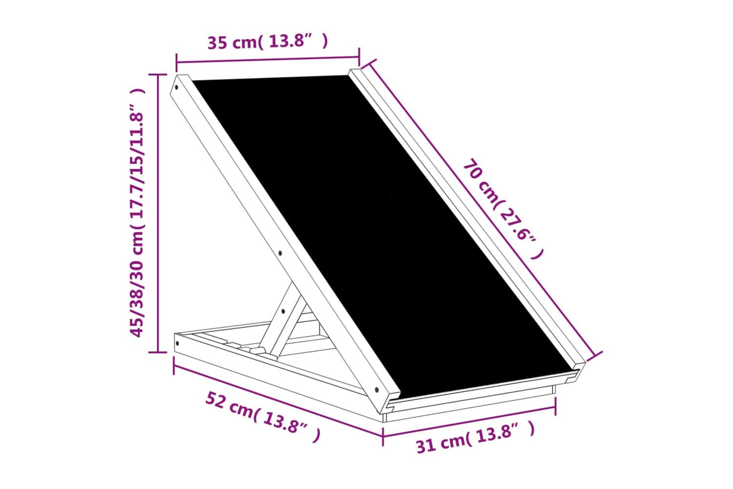 Vidaxl Dog Ramp Grey 70x35 Cm Solid Wood Fir-9