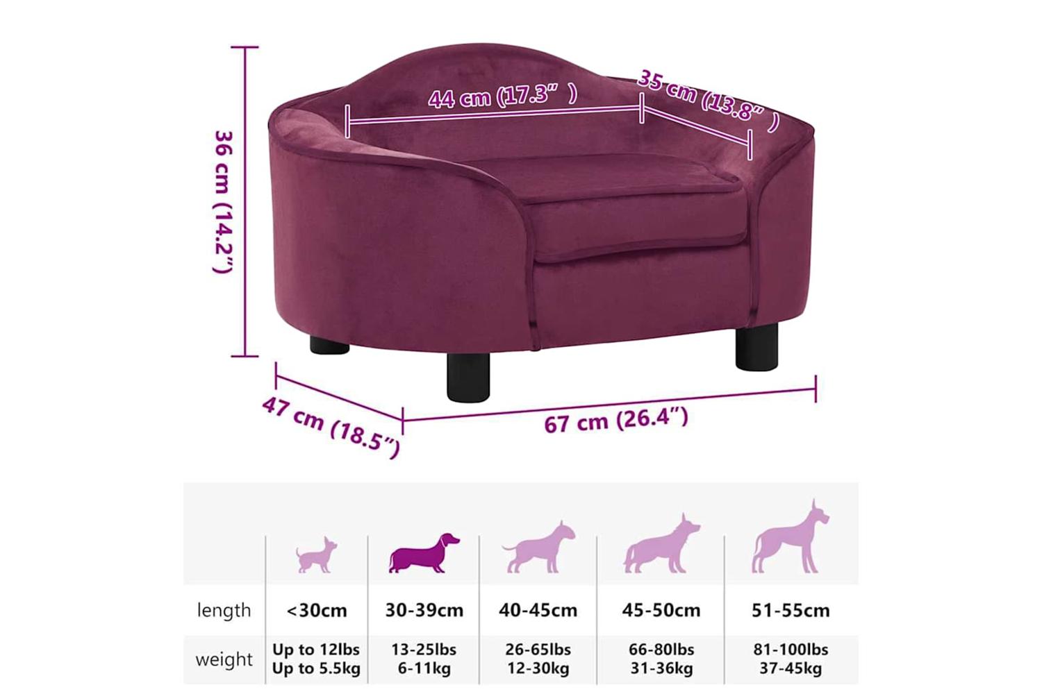 Vidaxl Dog Sofa Burgundy 67x47x36 Cm Plush-8
