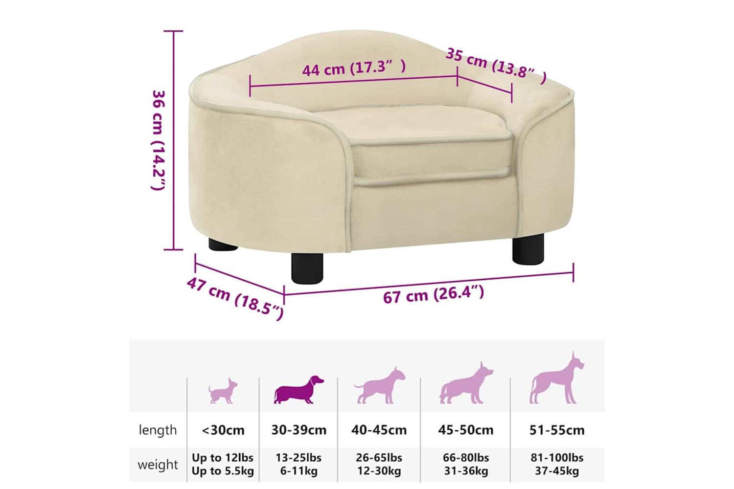 Vidaxl Dog Sofa Cream 67x47x36 Cm Plush-8