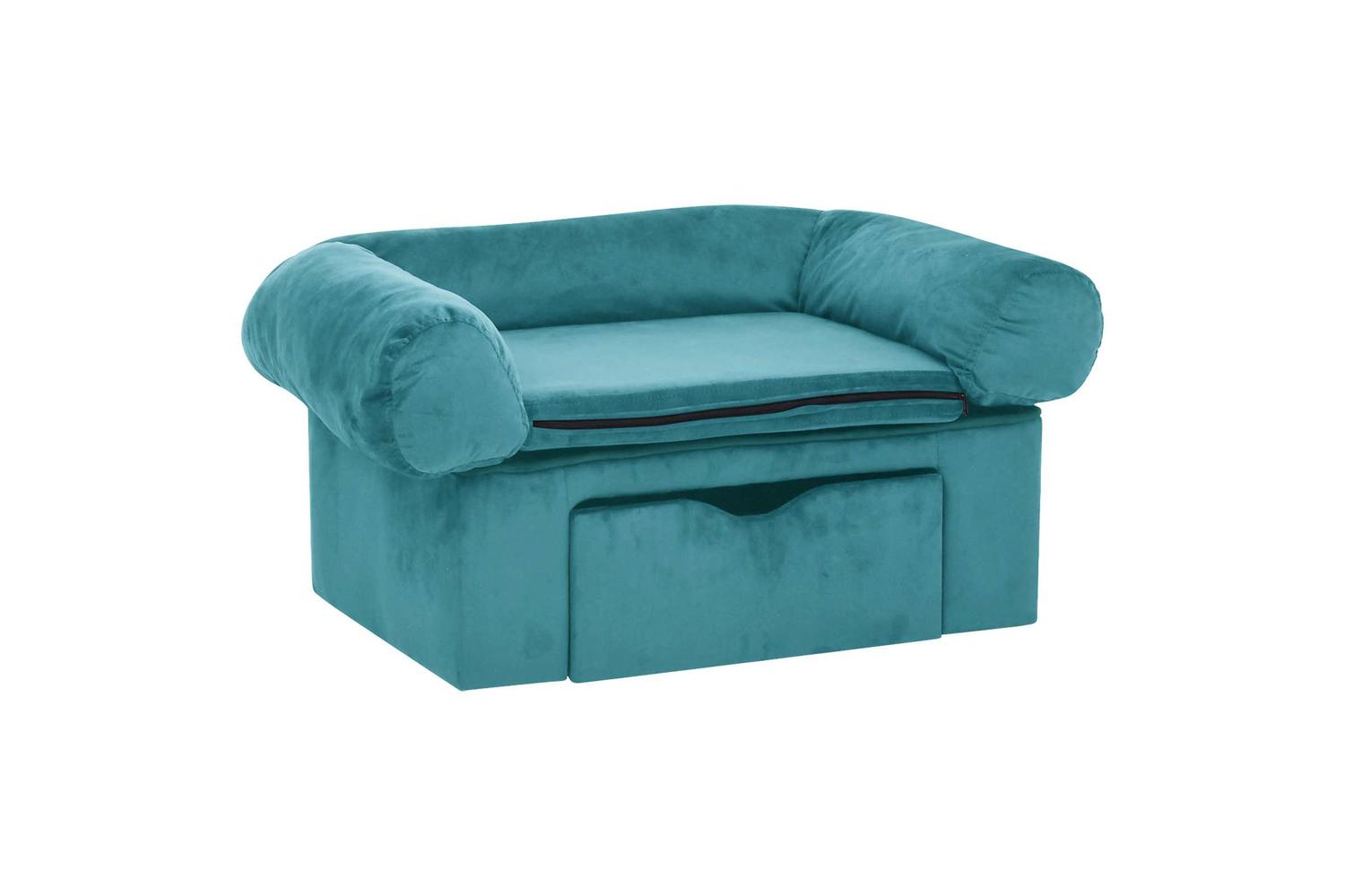Vidaxl Dog Sofa With Storage Turquoise 75 X 50 X 38cm Plush
