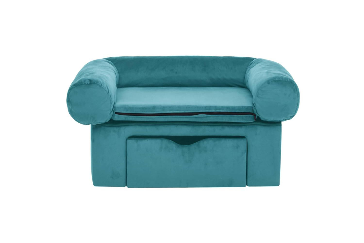 Vidaxl Dog Sofa With Storage Turquoise 75 X 50 X 38cm Plush-3
