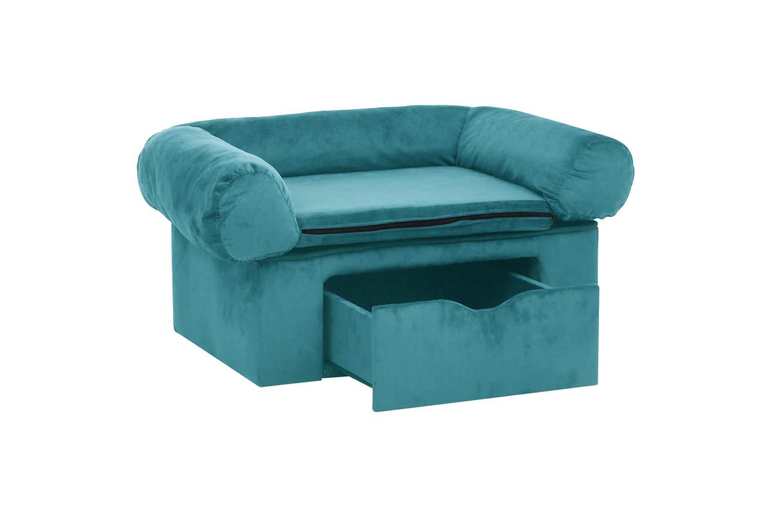 Vidaxl Dog Sofa With Storage Turquoise 75 X 50 X 38cm Plush-4