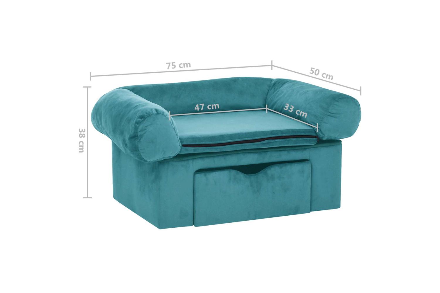 Vidaxl Dog Sofa With Storage Turquoise 75 X 50 X 38cm Plush-8