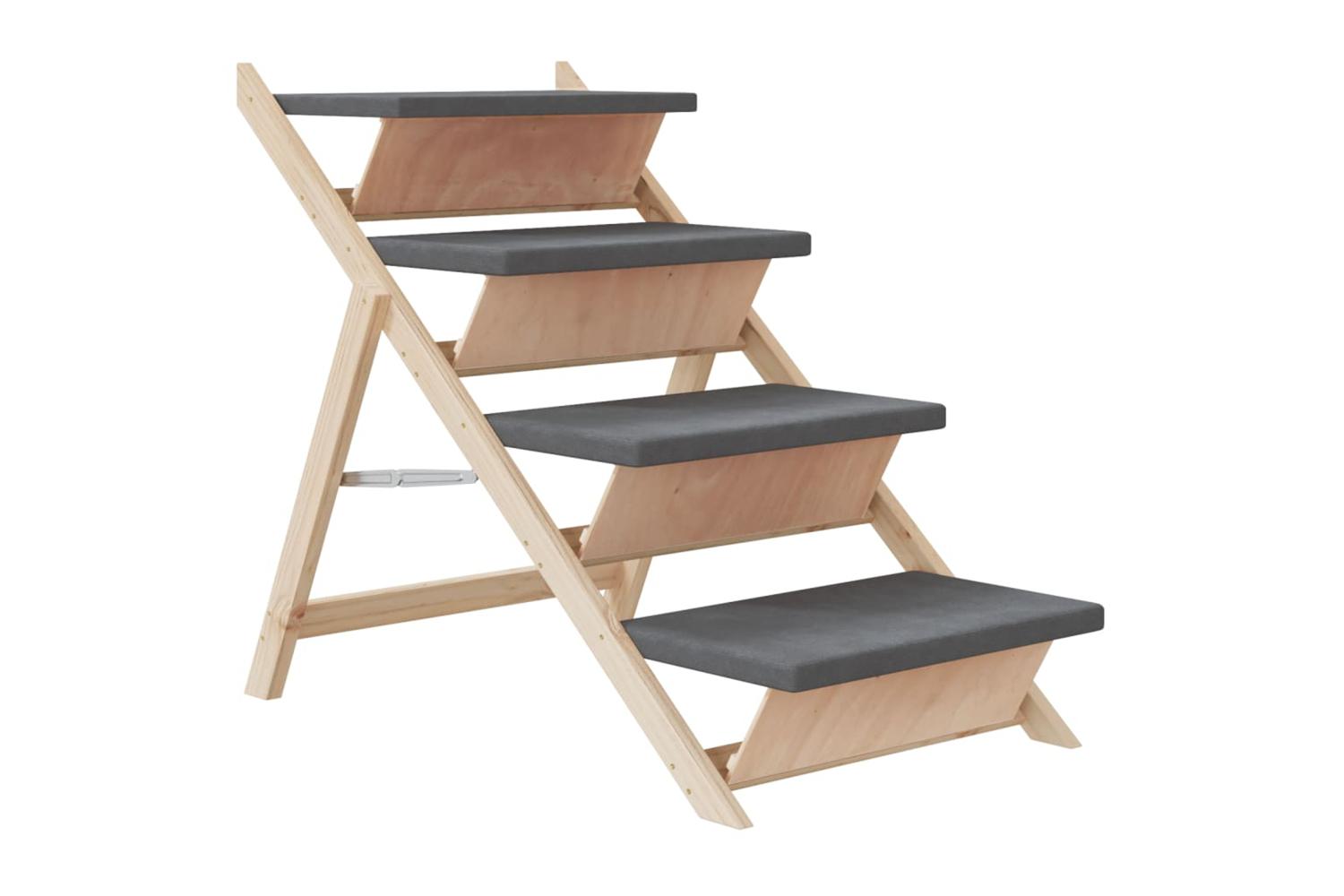 Vidaxl Dog Stair Grey 105x47 Cm Solid Wood Fir