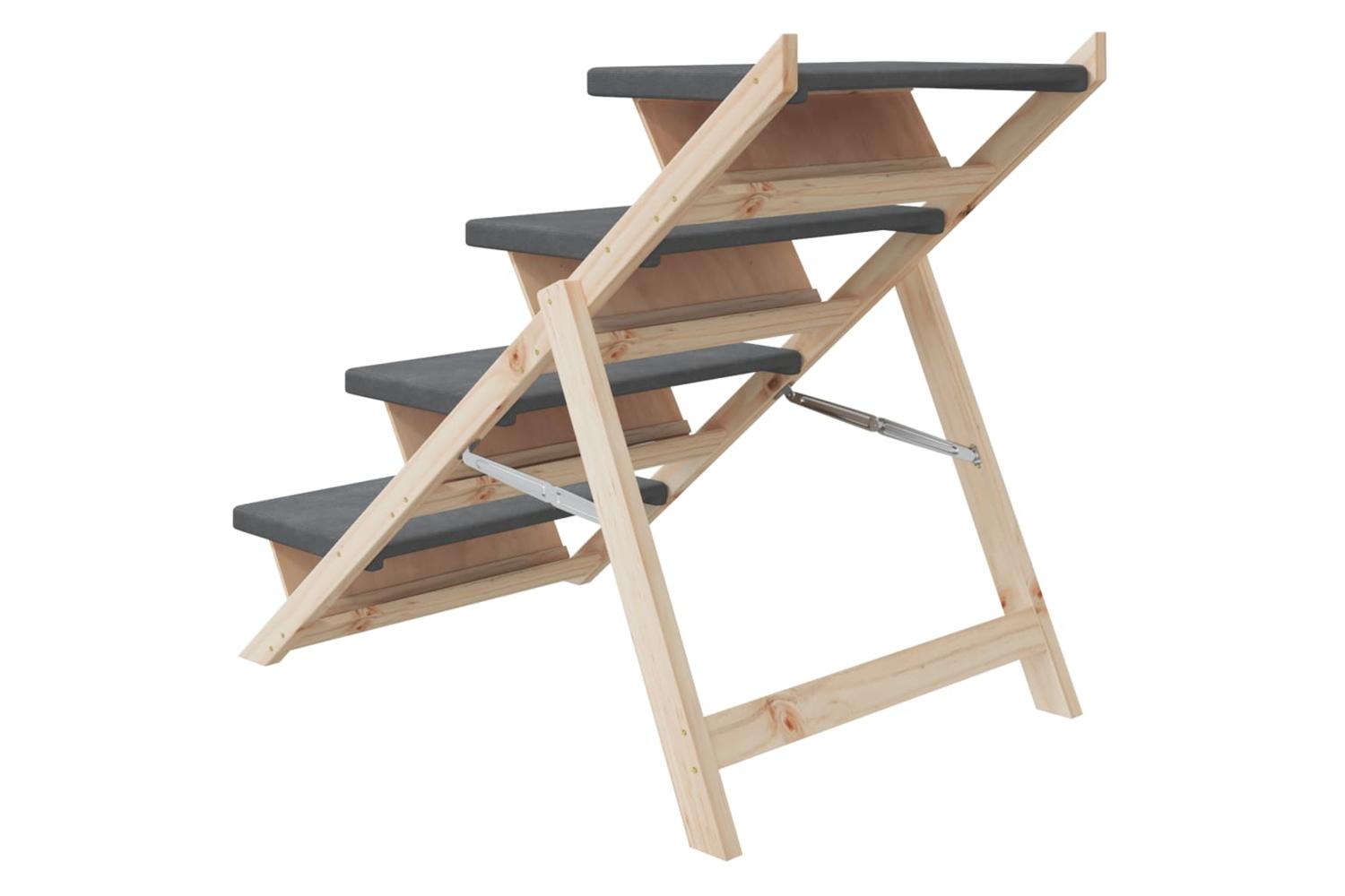 Vidaxl Dog Stair Grey 105x47 Cm Solid Wood Fir-7