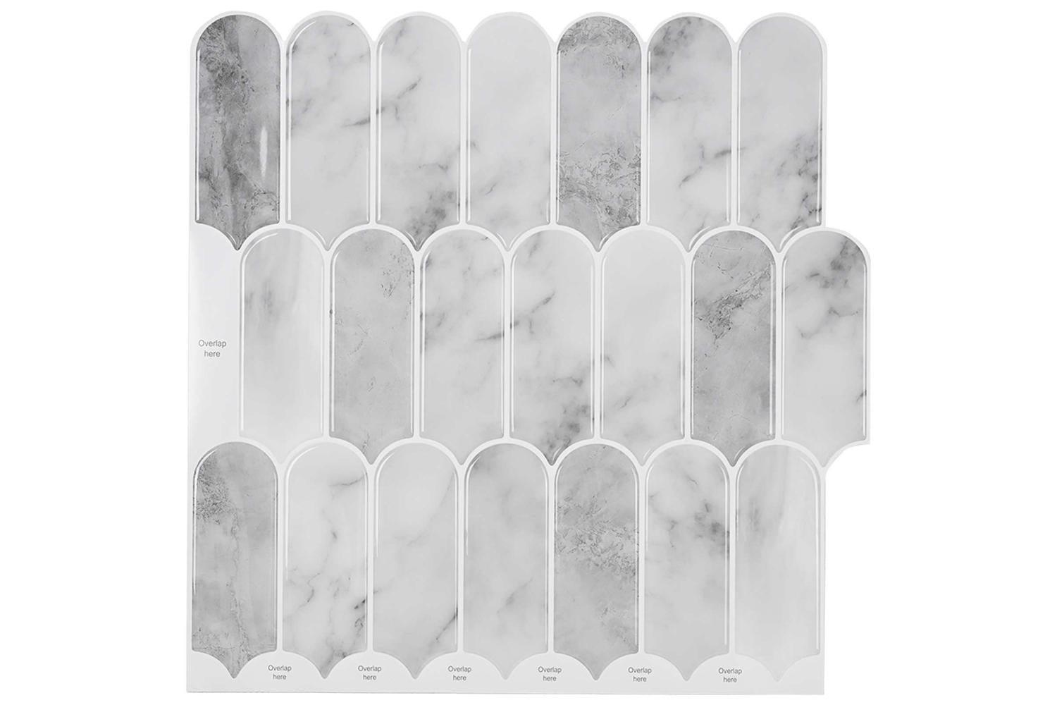 Vidaxl Feather Tile 10 Pcs Grey Marble 30 X 30 Cm Polyurethane And Pet
