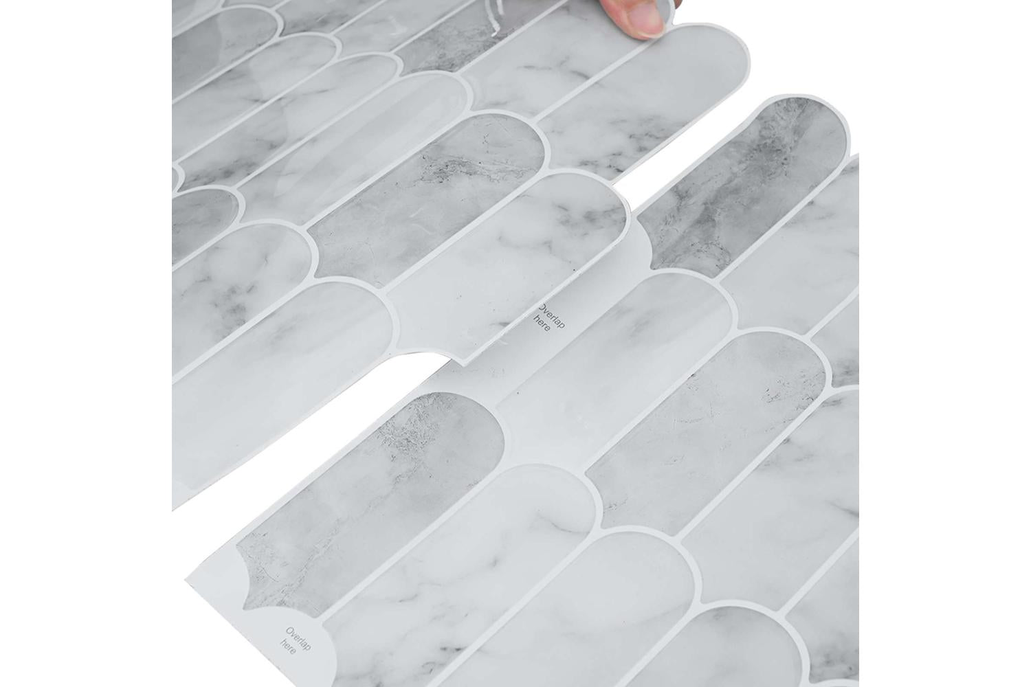 Vidaxl Feather Tile 10 Pcs Grey Marble 30 X 30 Cm Polyurethane And Pet-7