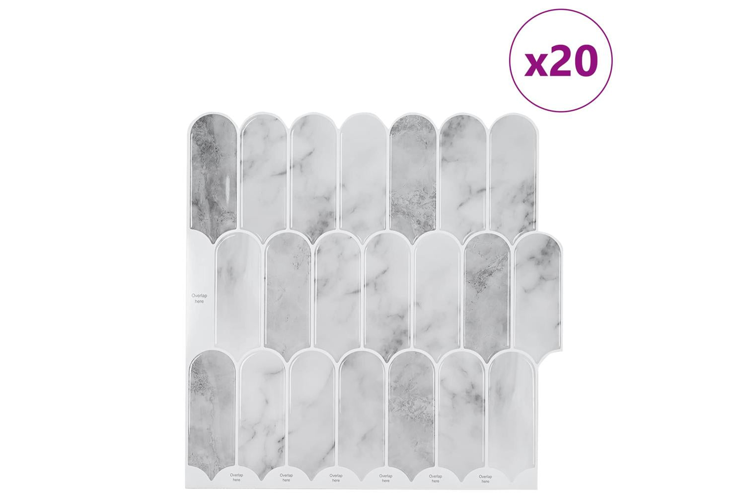 Vidaxl Feather Tile 20 Pcs Grey Marble 30 X 30 Cm Polyurethane And Pet-2