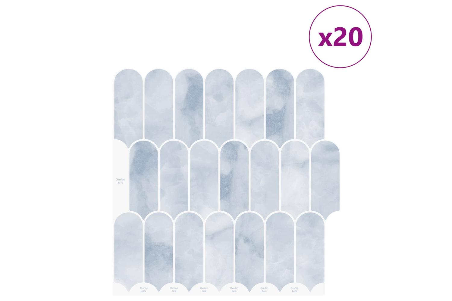 Vidaxl Feather Tile 20 Pcs Light Blue 30 X 30 Cm Polyurethane And Pet-2