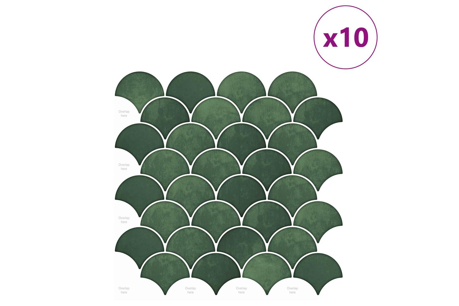 Vidaxl Fish Scale Tile 10 Pcs Dark Green 30 X 30 Cm-2