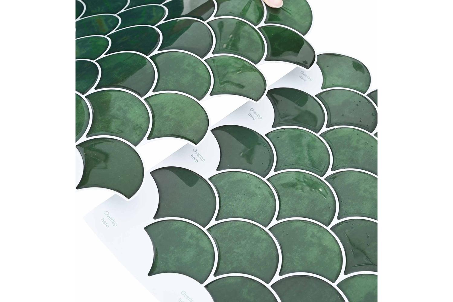 Vidaxl Fish Scale Tile 10 Pcs Dark Green 30 X 30 Cm-7