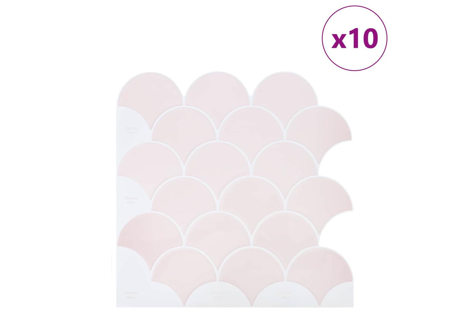Vidaxl Fish Scale Tile 10 Pcs Light Pink 30 X 30 Cm-2