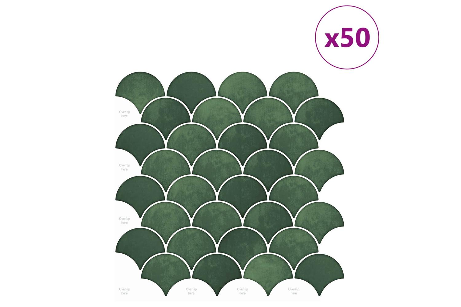 Vidaxl Fish Scale Tile 50 Pcs Dark Green 30 X 30 Cm-2