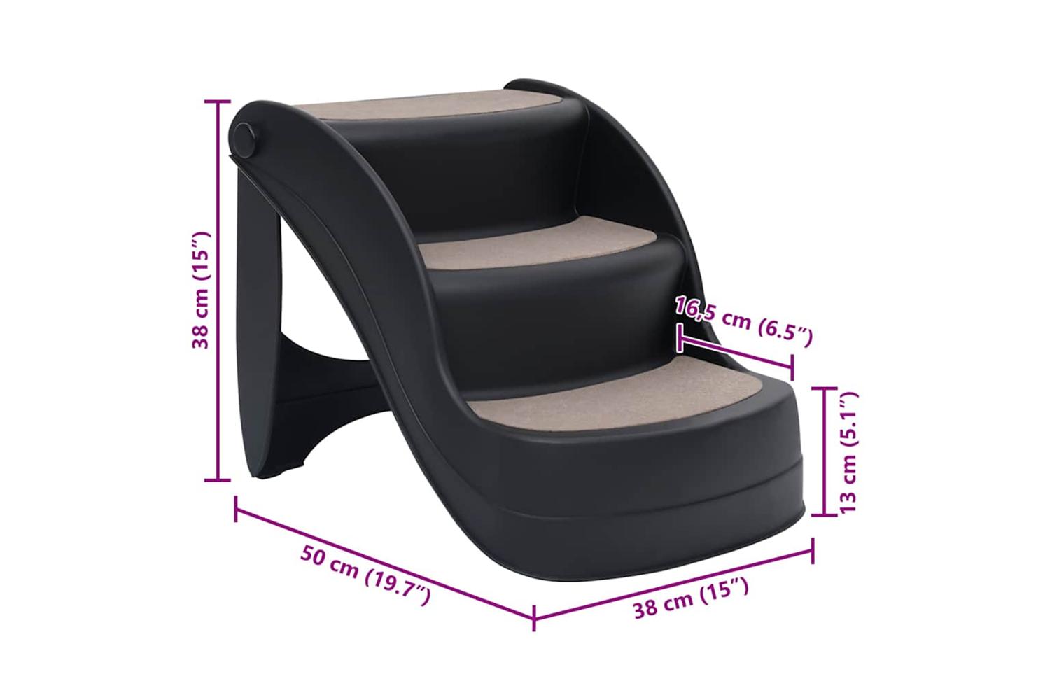 Vidaxl Folding 3-step Dog Stairs Black-9