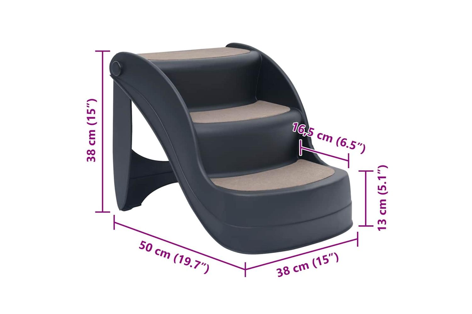 Vidaxl Folding 3-step Dog Stairs Dark Grey-9